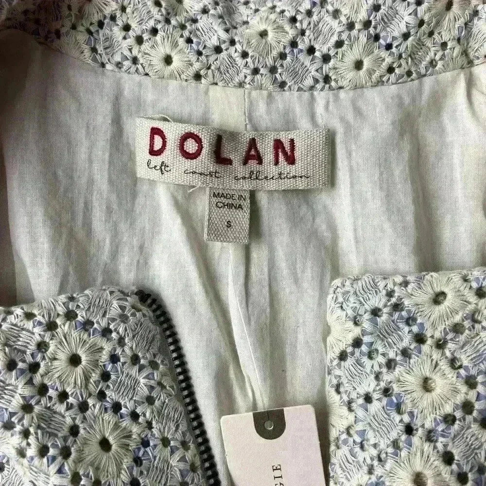 Dolan anthropologie Rossi Eyelet ivory blue moto jacket s small boho festival - Picture 7 of 10